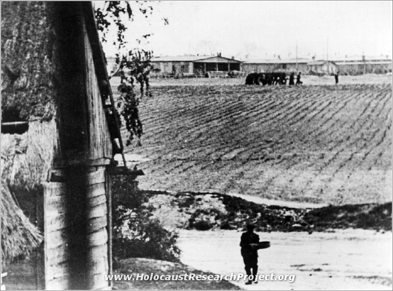 Majdanek barracks viewed from outside the camp